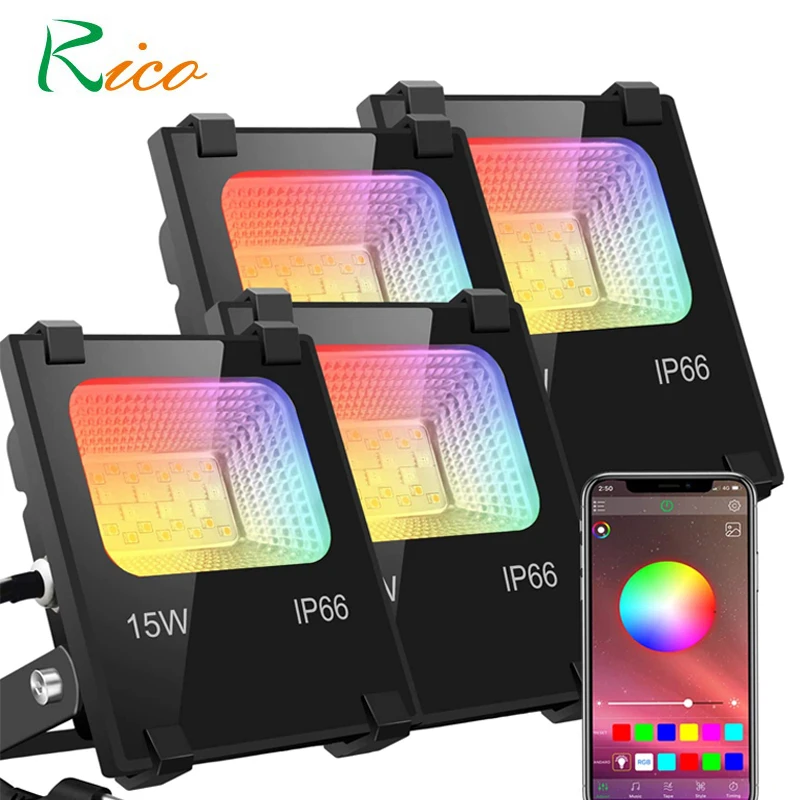 Popular Color Changing Smart RGB Led Flood Light App Control bluetooth Connect Indoor and Outdoor Decorative Lighting