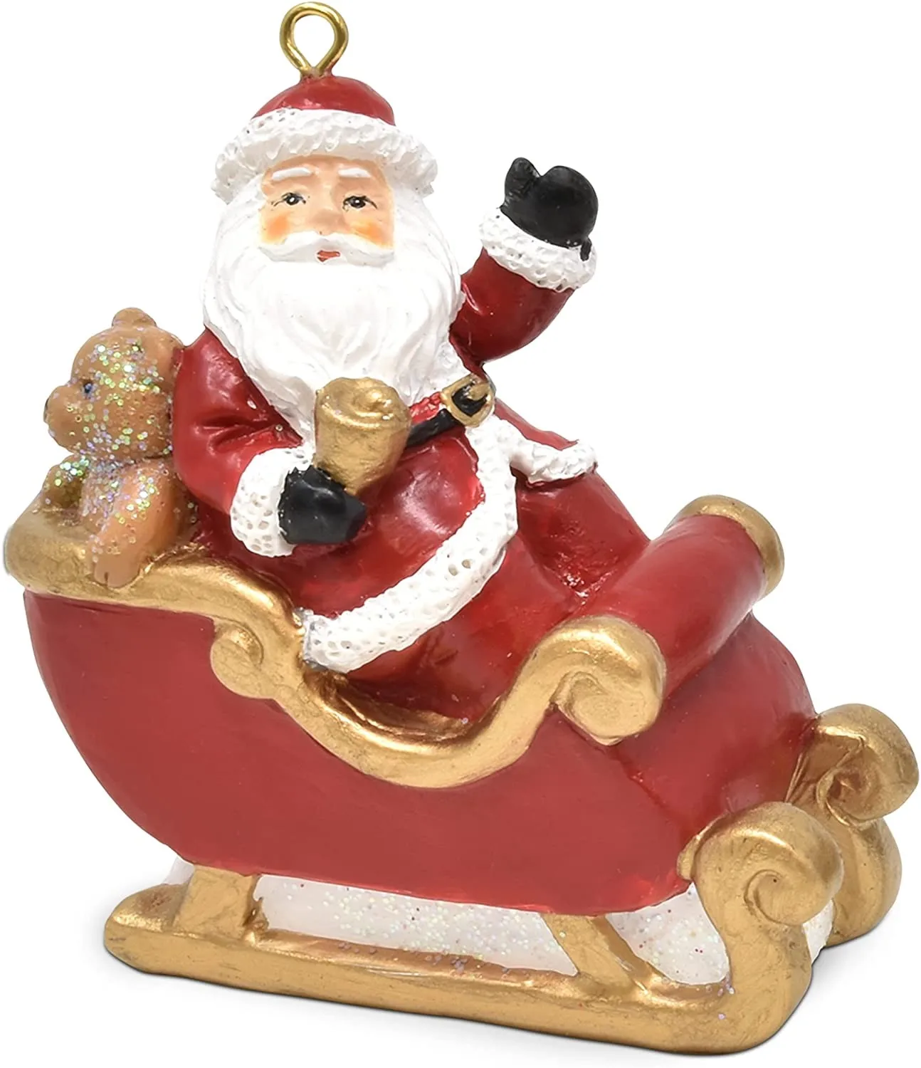 FREE SAMPLE Christmas Santa Figurines Ornaments Decoration Set of 2 Miniature Santa Sleigh and Train Holiday Tree Ornament Decor