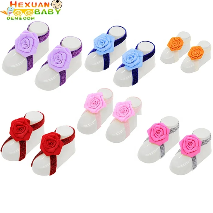 Girl Toddler Kids Headband Barefoot Flower Sandals For Photo Prop