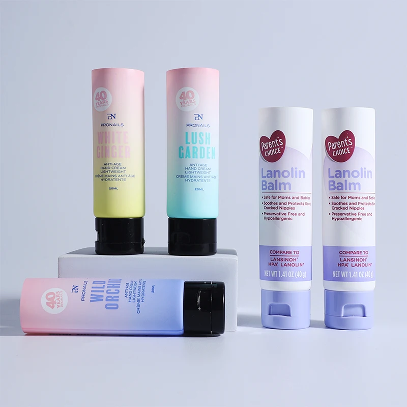 Custom empty oval hand eye packaging bb cream tubes skincare squeeze cosmetic plastic tube for cosmetics with caps