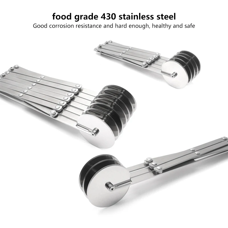 7 Wheel Pastry Cutter Stainless Pizza Slicer Multi-Round Dough Cutter Roller Cookie Pastry Knife Divider with Handle