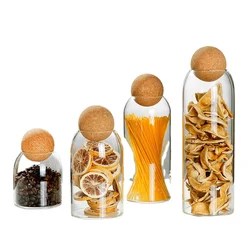 Customized environmentally friendly high borosilicate storage glass jar with cork