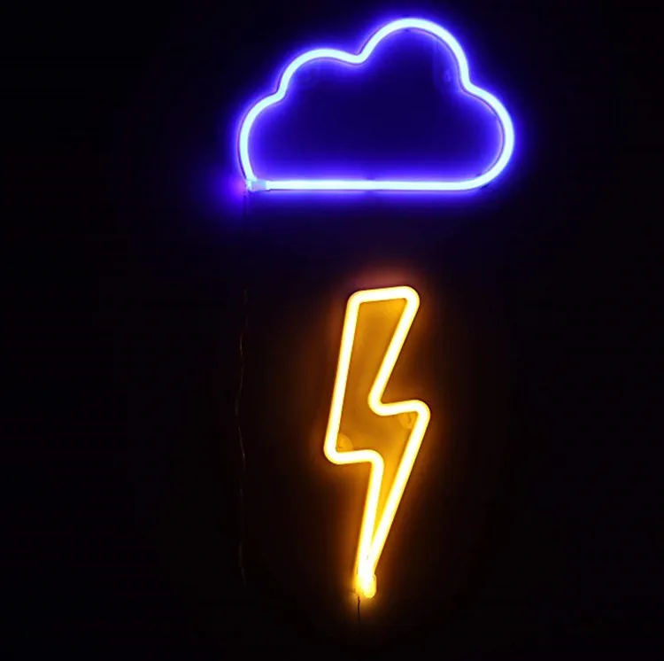  Индивидуальный синее облако и теплый белый свет вывеска неоновые огни USB батарея светодиодные декоративные ночники для спальни детские
