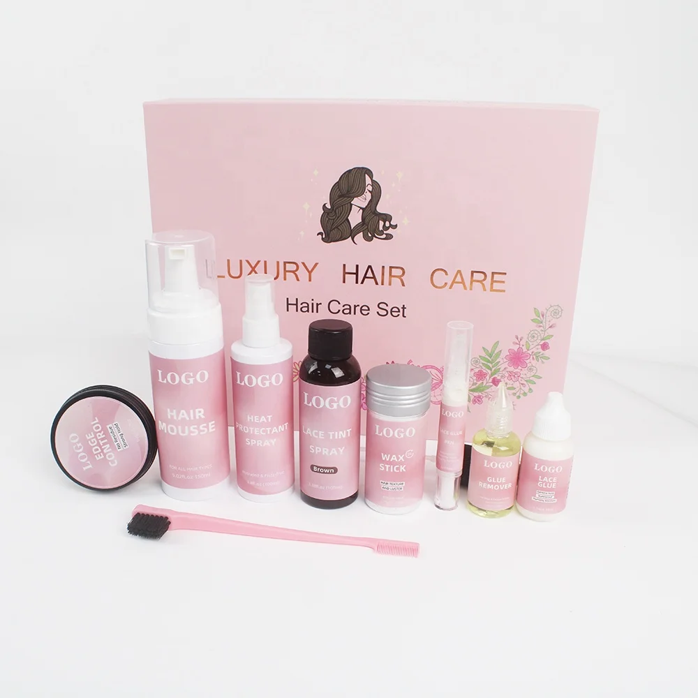 Hot Lace Wig Kit Packaging Strong Hold Lace Glue Kit Waterproof Lace Tint Spray With Wig Install Boxes