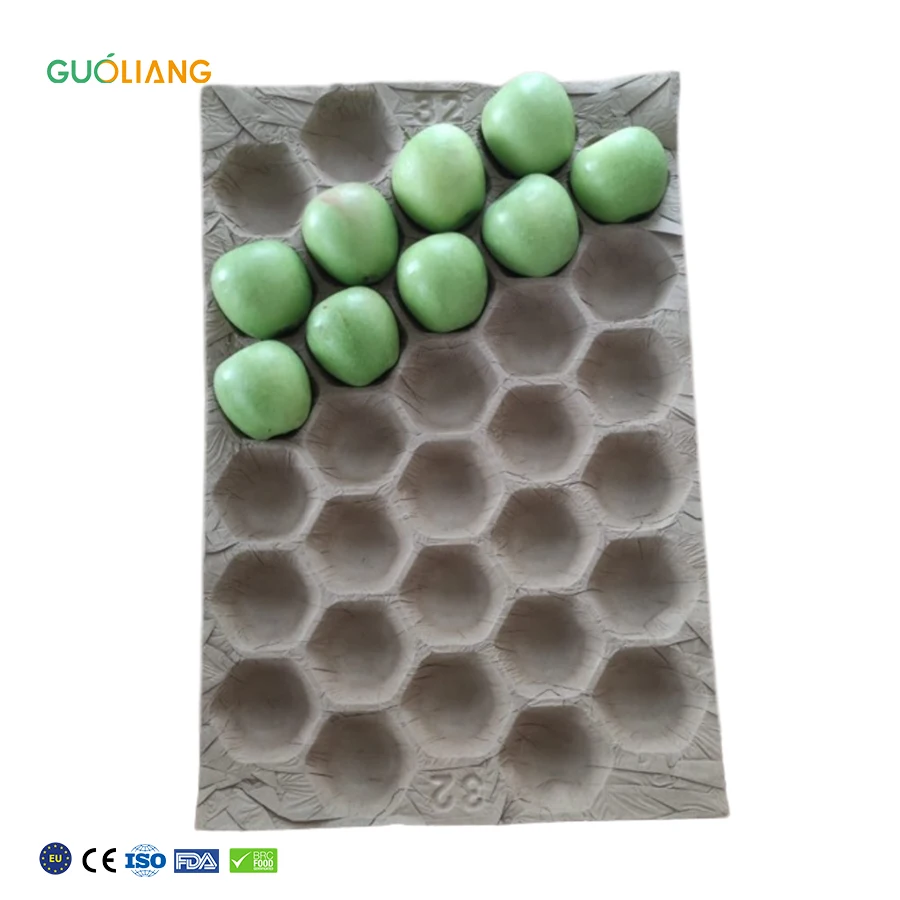 Different Caliber Paper Products Biodegradable Black Pulp Molded Fruits Insert Tray Kraft Paper Fruit Tray Liner