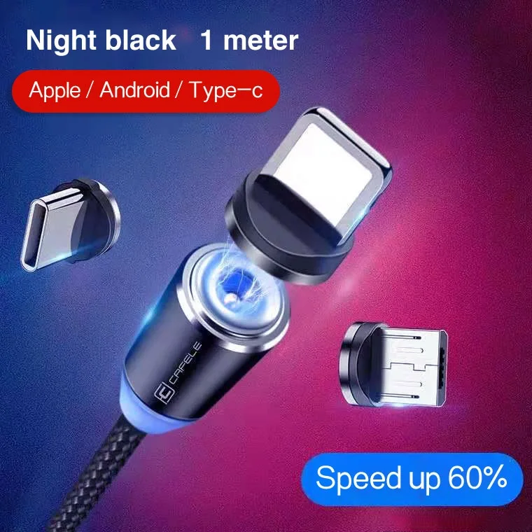 1M Cell Phone 3 In 1 Magnetic Braided Charging Micro Magnetic Usb Cable High Quality 3 in1 Fast Charger Cable Line
