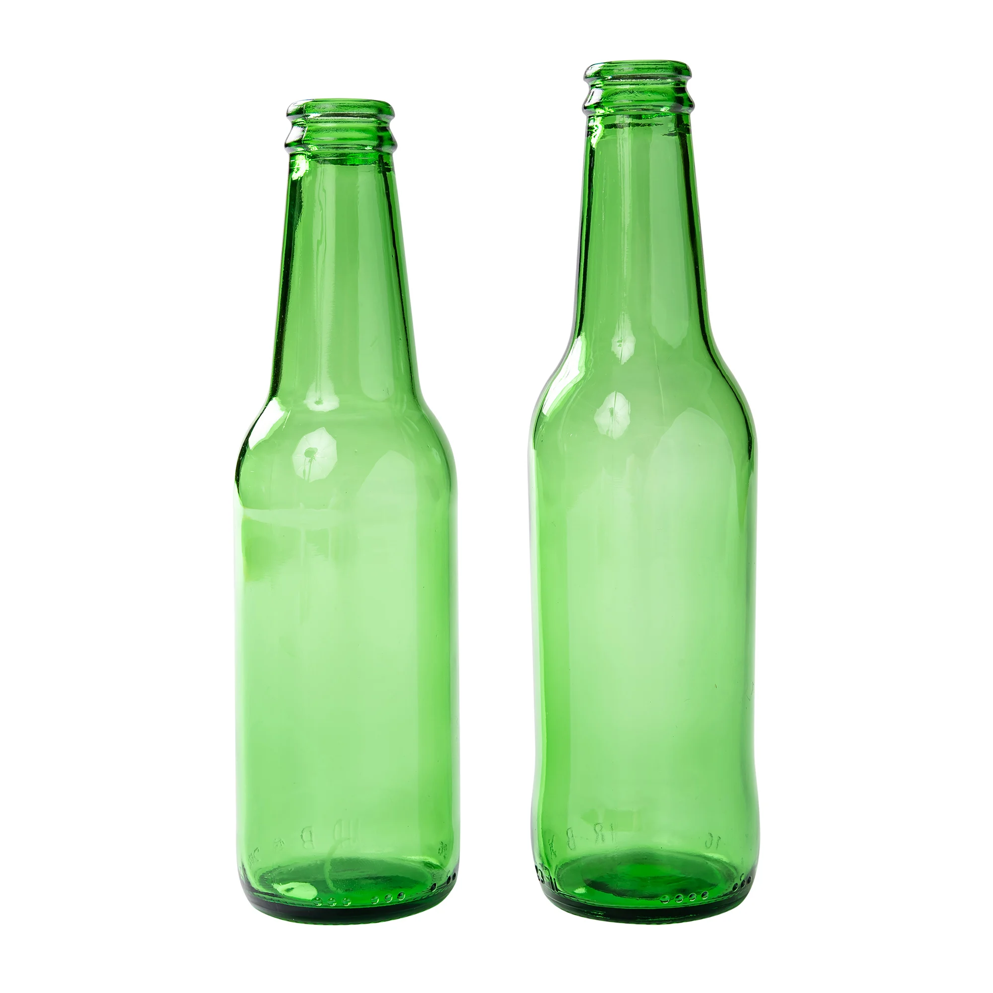 Customized Amber Green Frosted Beer Glass Bottle 330ml Empty with Text Printing on the Surface