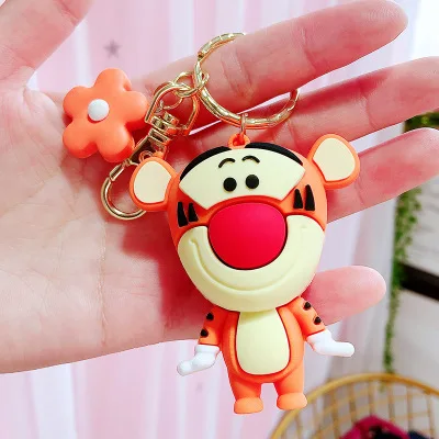 Hot Sale 3D Cartoon  Mickey Design PVC Rubber Bag Charm Key Chain Gift Wrist Strap Custom Rubber Keyc