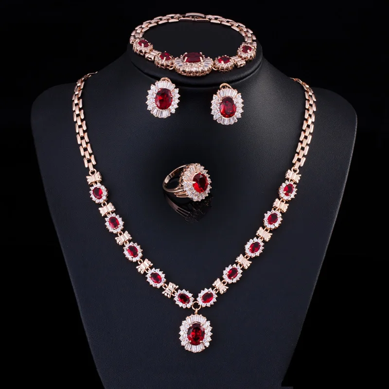 Hot selling European and American high-end zircon necklace ladies wholesale jewelry bridal set