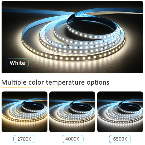 Светодиодная лента высокой яркости постоянный ток 12 В 24 smd 2835 120 светодиодов на метр белая 4000K 6500K Ra 80 IP20