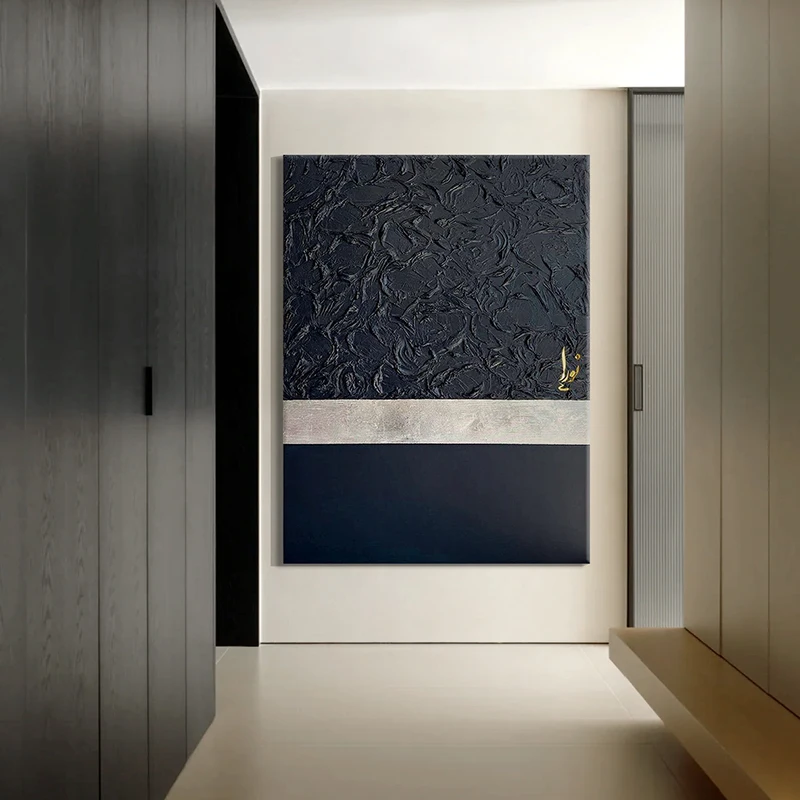 Home Decor 2024 Modern Hand Made Wall Art Advanced Black Abstract Textured Canvas Acrylic Paintings and Wall Arts