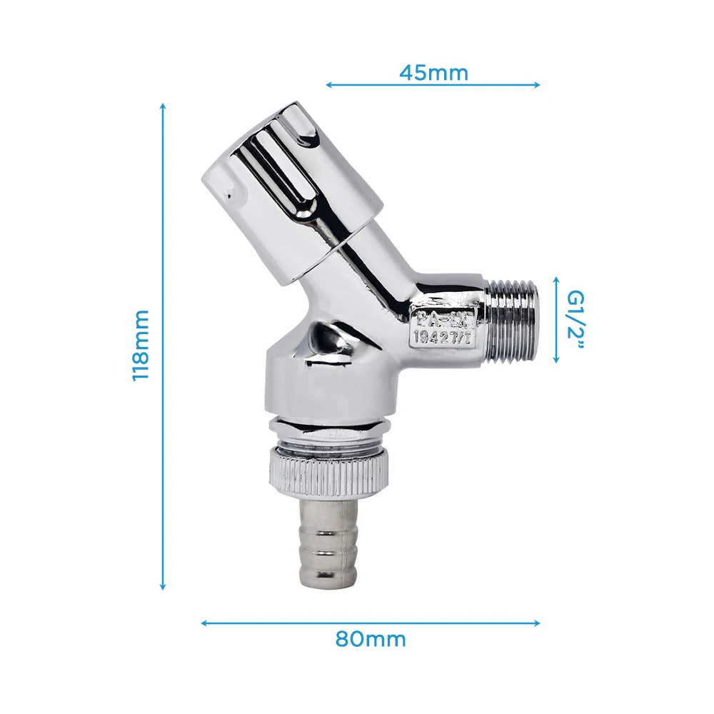 GUIDA 625010 Faucet Accessories 1/2X3/4 Inch Chromed Plated Brass Water Stop Valve With  ABS 90 Degree Handle