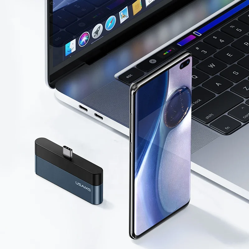 USAMS mini 3 in 1 dual usb mobile phone charger type c to usb 3.0 power laptop adapters