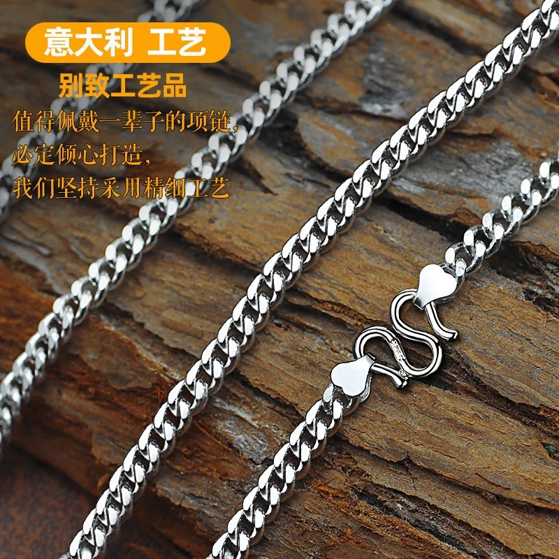 High quality 990 pure silver miami cuban chain link bracelet and necklace men jewelry Sterling Silver custom size