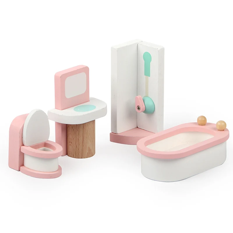 Dollhouse accessories 24 sets Pretend play wooden Mini furniture doll house