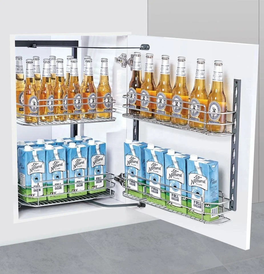 Kitchen for Cabinet 2 layers round wire Tandem Pantry Unit with Soft close  stainless steel multifunctional storage