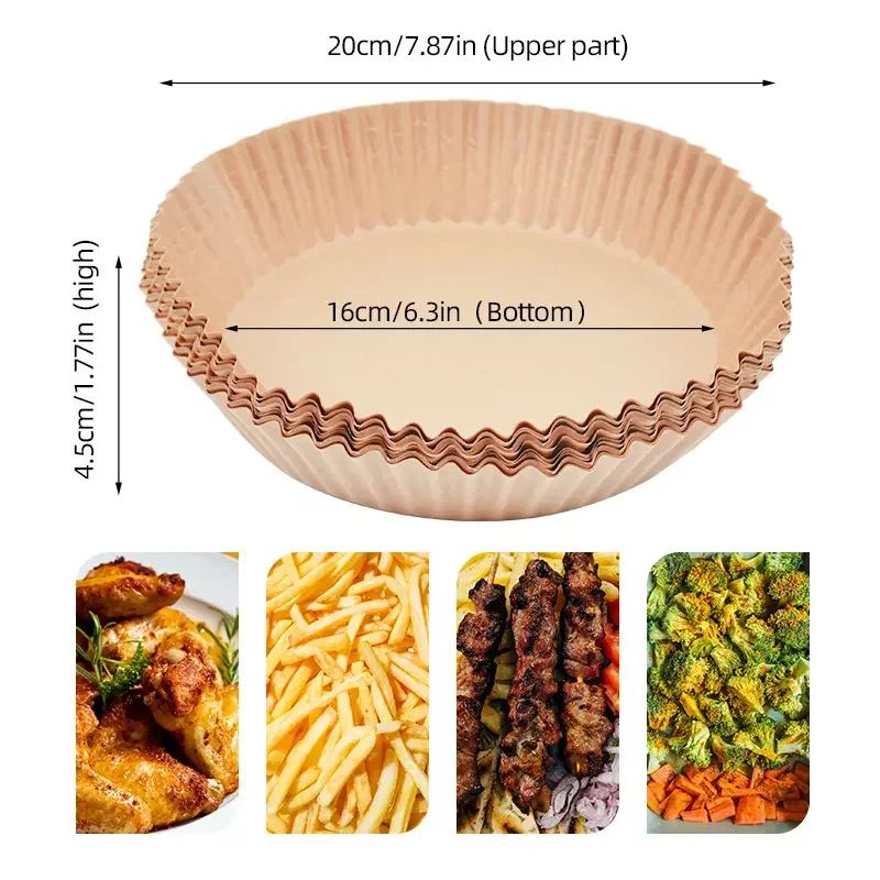 Custom Disposable Kraft Food Box Grade Greaseproof And High Temperature Resistant Air Fryer Liner Paper For Baking Cookies