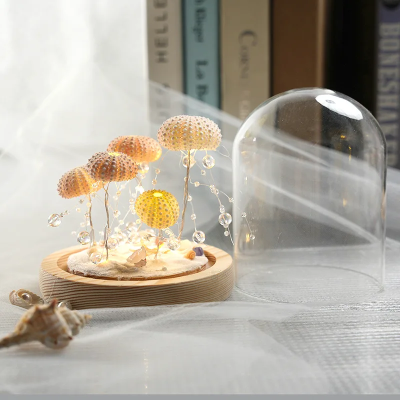 Led creative sea urchin shell jellyfish lamp for family group building activity handmade DIY night light