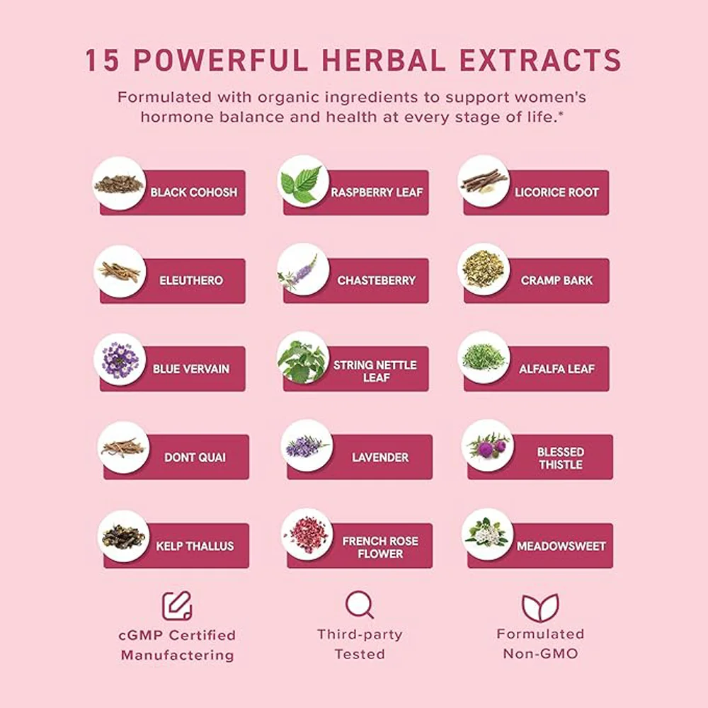 Hormone Balance Liquid Drops | With Red Raspberry Leaf  | Protect Women Healthy Herbal Support Tincture