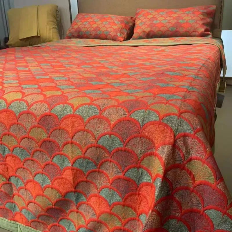 Colorful 100% Cotton Embossed Quilt Bed Cover Set Single/double/Queen/King