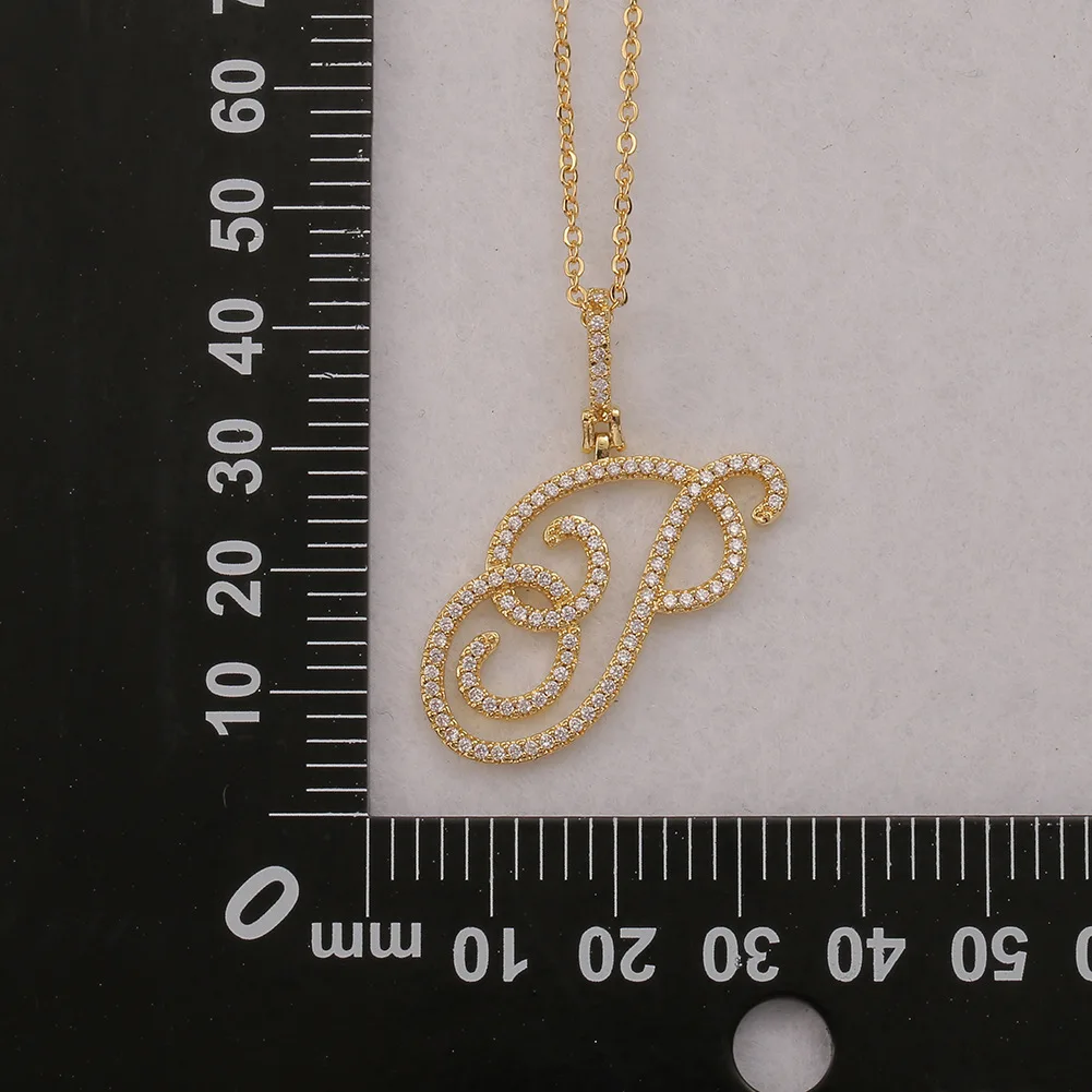 Wholesale Personalized Gold Vermeil Iced Out CZ Cubic Zirconia Crown A-Z 26 English Alphabet Letter Pendant Necklace for Women