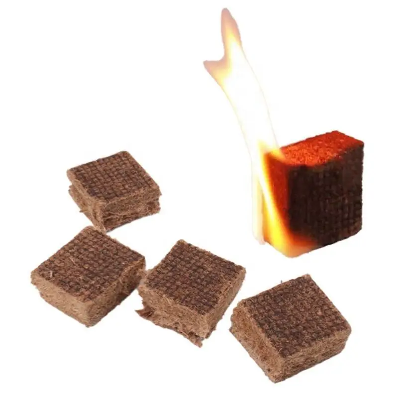 Square Wood Sawdust Fire Starter for BBQ Accessories Wooden Charcoal Fire Starter Cube for Campfire brown fire starters