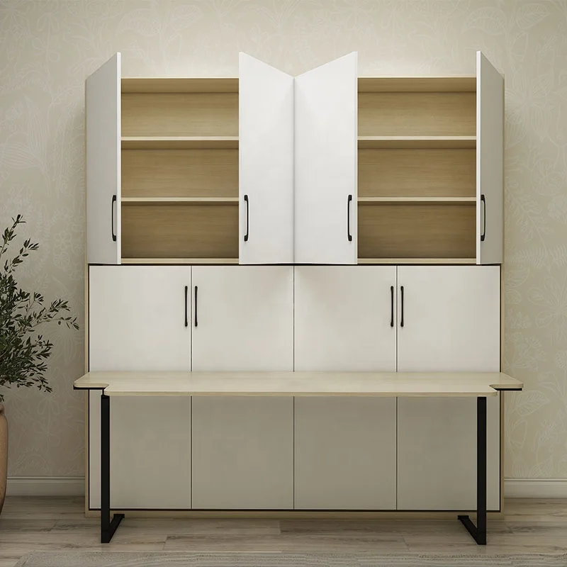 Умная компактная мебель Дизайн OEM двухместная горизонтальная кровать Murphy с письменным столом