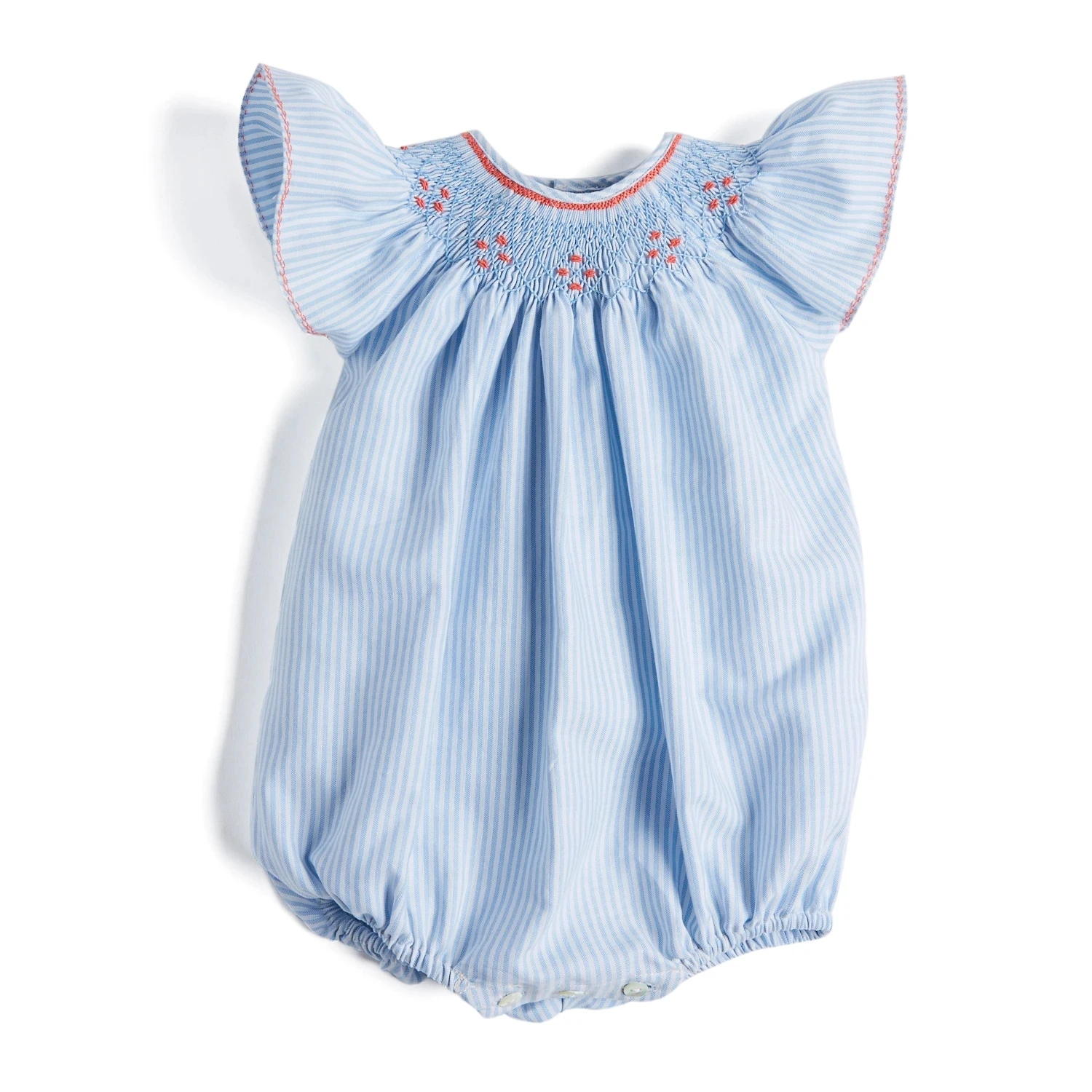 
High Quality Baby Light Blue Handsmocked Cotton Romper 