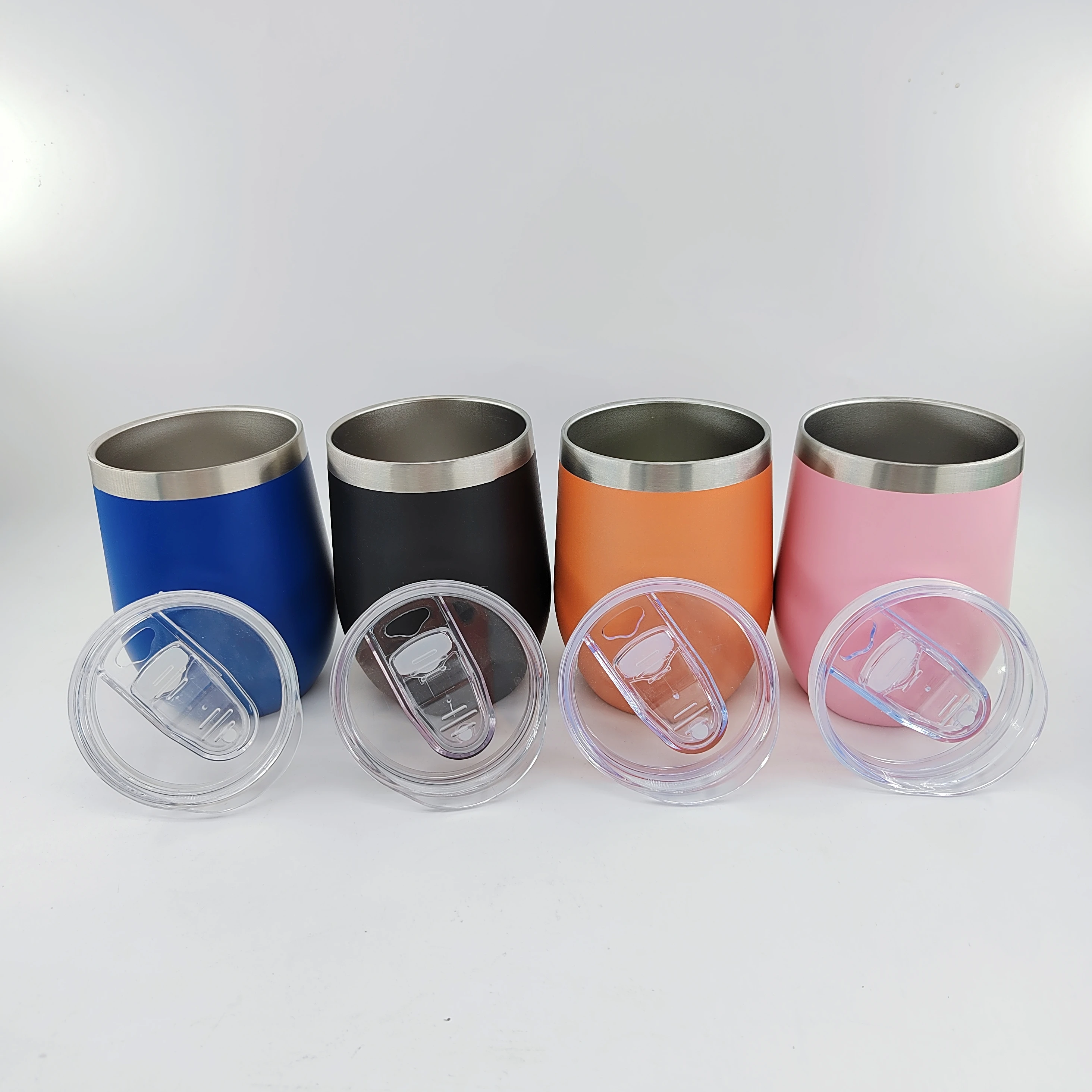 USA warehouse 12oz small double wall insulated egg wine tumbler thermal cup with lid and straw