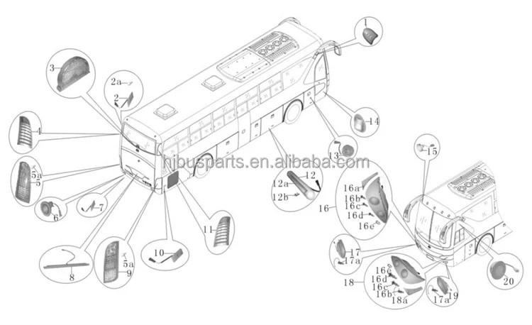 Guangzhou bus spare parts ZK6129h bus lights and lamps led for headlight  all kinds of Chinese buses