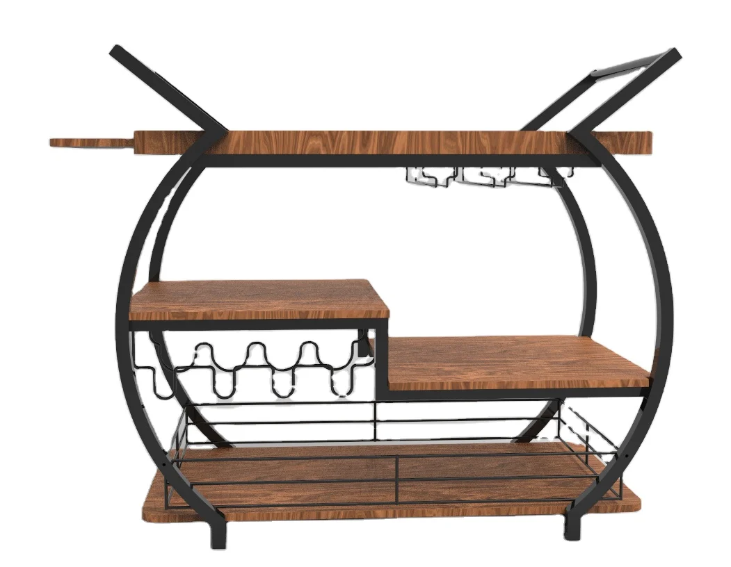 3 Tier Bar Cart for Home Rolling Mini Liquor Bar for Wine Beverage Dinner Party Utility Kitchen Storage Island Serving Cart