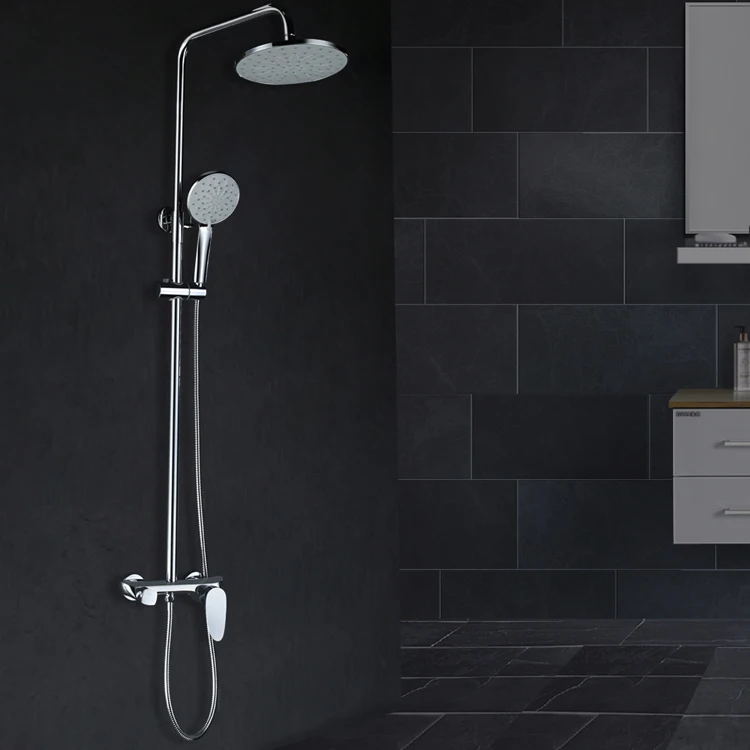 VIGA Bath Shower Column Set Brass Chrome Round Bathroom Shower Mixer