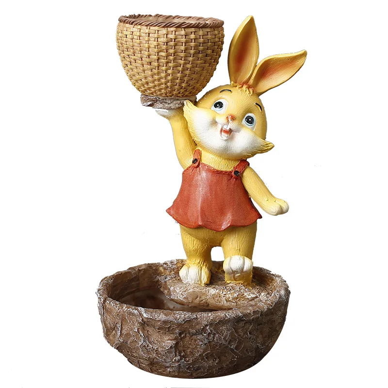 Resin cartoon rabbit succulent green plant pot light luxury kindergarten office indoor decoration lovely flower pot
