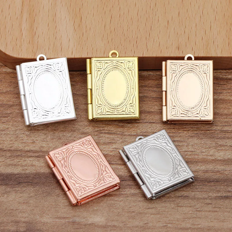 Silver Plated Opening Book Locket Pendant 04839