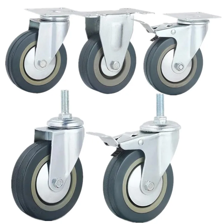 Grey rubber 2 inch 2.5 inch 3 inch 4 inch 5 inch 50mm 65mm 75mm 100mm 125mm caster wheel castor