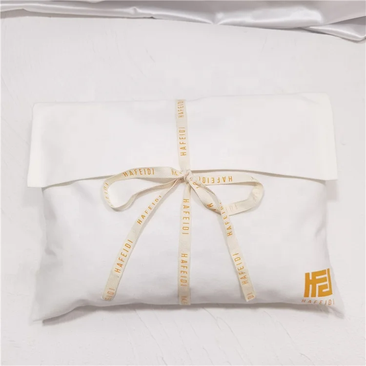 GOTS Organic Cotton Envelope Bags Fold over White Cotton Envelope Pouch Dust Clothes Pillow Pouch Bag With Cotton Bow