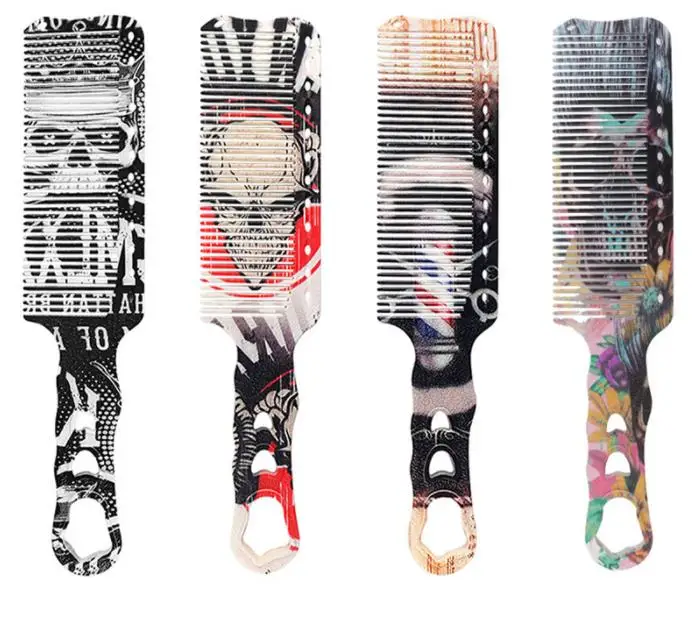 Hot New Trendy Fashion Flat Comb Skull Transfer Haircut Comb Custom Logo Pattern Wholesale Hair Stylist Comb