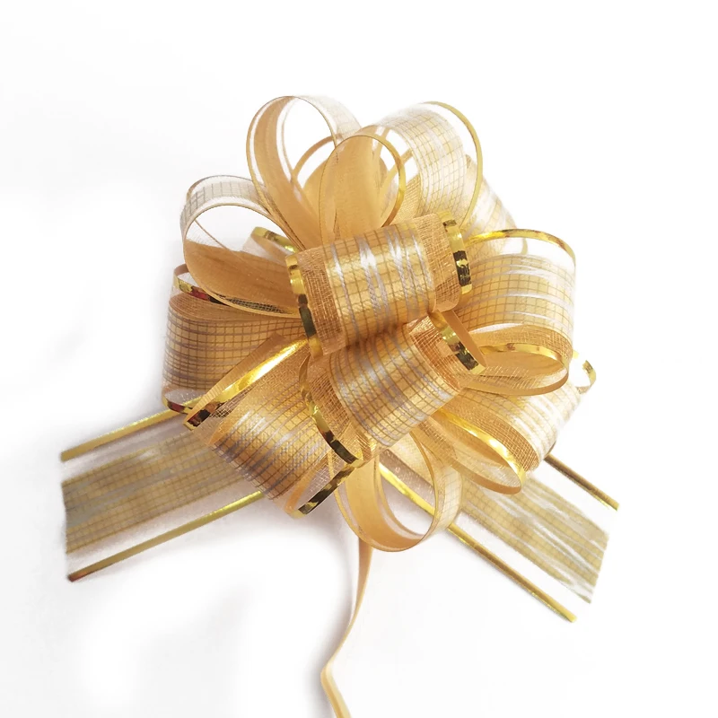 Hot selling 4 inch organza and pp ribbon pull bows small pull bows for gift wrapping Gift Bows for Decoration/Florist Packing