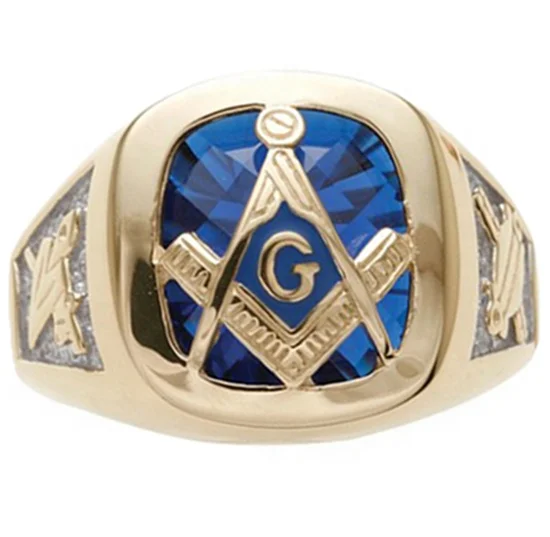 VINTAGE SOLID 10K GOLD ENAMEL GENTS MASONIC SWIVEL SIGNET RING