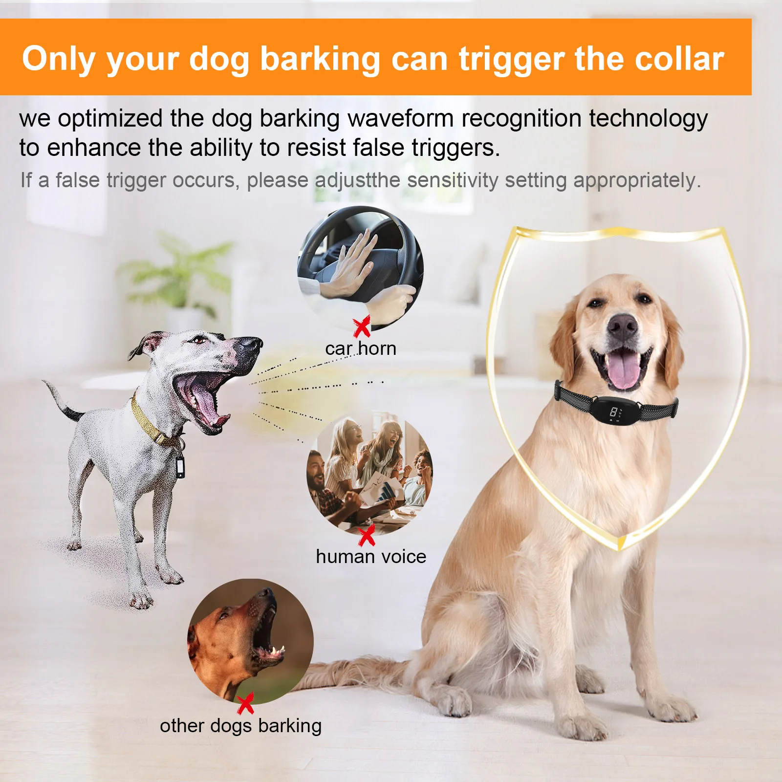 Anti Bark Dog Collar No Barking Auto Training Collar For Dogs Electric Shock Vibration Beep Rechargeable Pet Dog Accessories