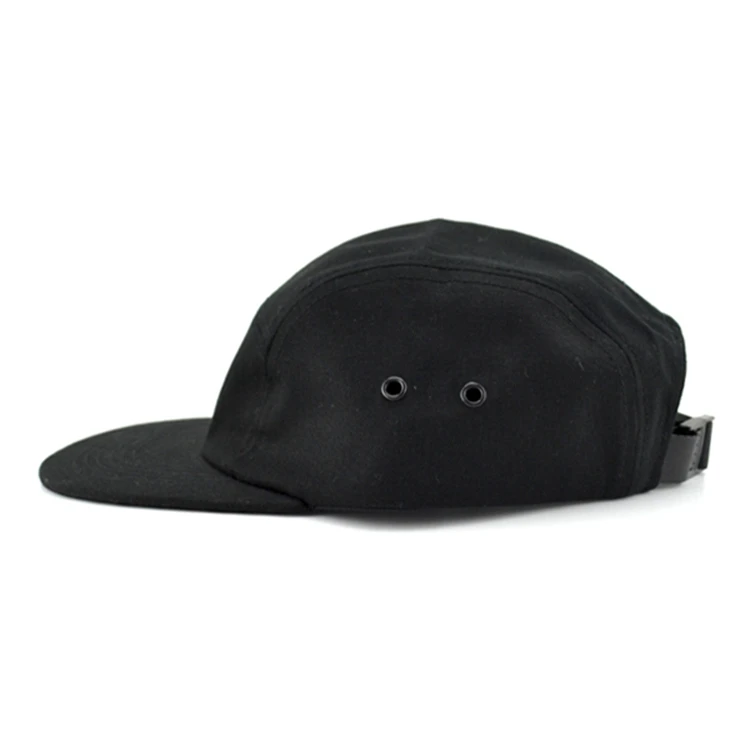 High Quality Custom Black Leisure 5 Panel  Cap