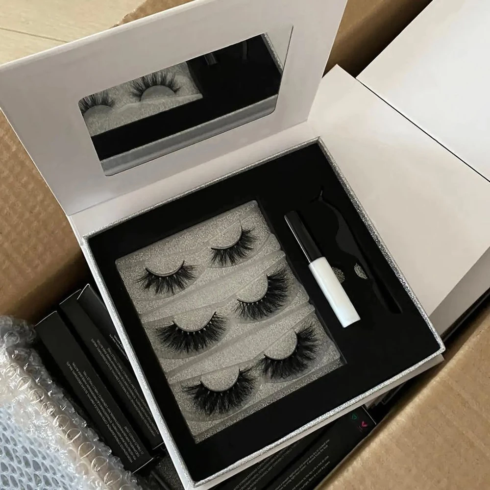 Factory Custom Private Label Faux Mink Eyelashes 3D Silk Fiber 5D Super Fluffy Faux Mink Lashes Synthetic 3D mink fur eyelash