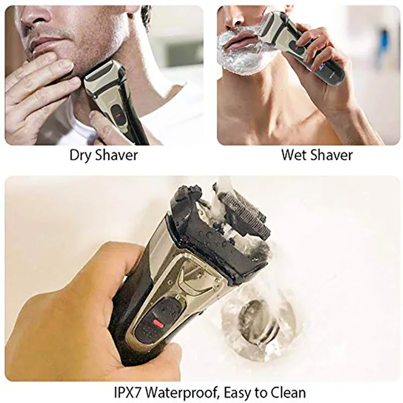 
2 in 1 portable reciprocating electric cordless beard epilator shaver for men waterproof USB rechargeable shaving razor 