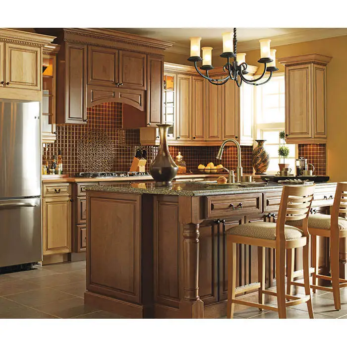 Vermonhouzz Luxury and Elegant Classical Solid Wood Kitchen Cabinet Designs Big Kitchen Cabinet Set
