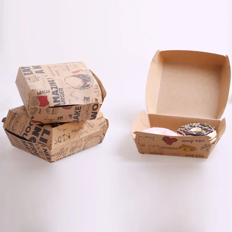 
Large Clamshell Hamburger Take Out Carton, fast food paper packaging box 