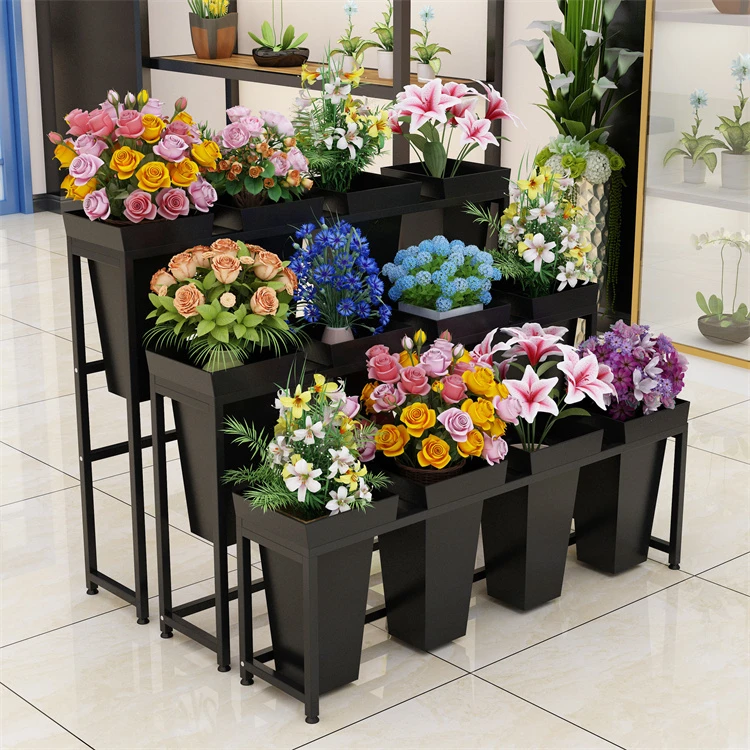 Hot Sale Commercial Wedding Outdoor Flower Stand Single Row Flower Bucket Display Stand Flower Shop Flower Stand