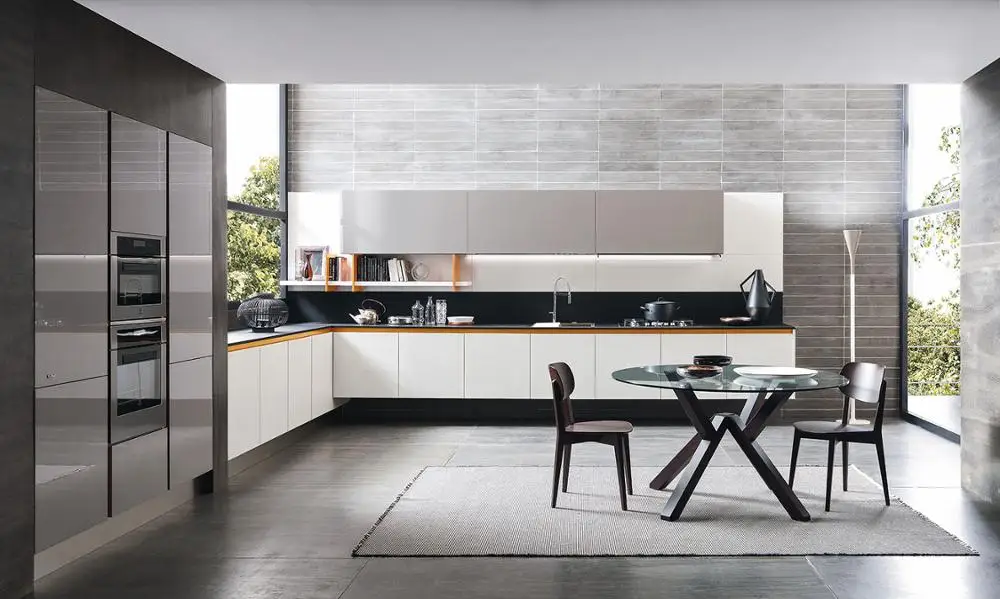 European Style Kitchen Cabinets Ideas Melamine Finishing Kitchen Cabinet Solid Wood Modern Flat Edge Set