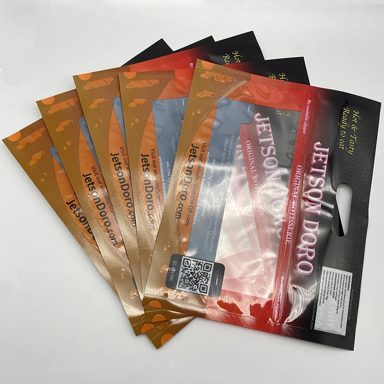 Personalised printed ziplock rotisserie roasted chicken packaging bag roasted grilled chicken stand up pouch with handle