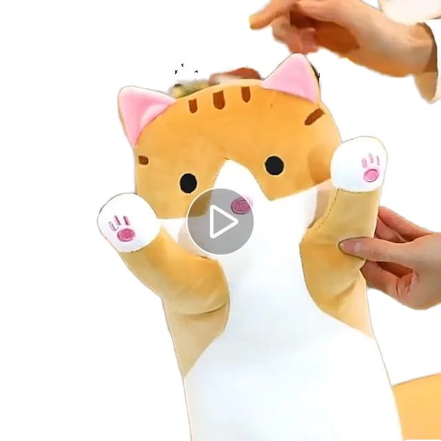 2023 Cute cat plush toy long cat doll sleeping hug plush figure toys Custom stuffed plush toys long stuffed cat pillow2023 Cute