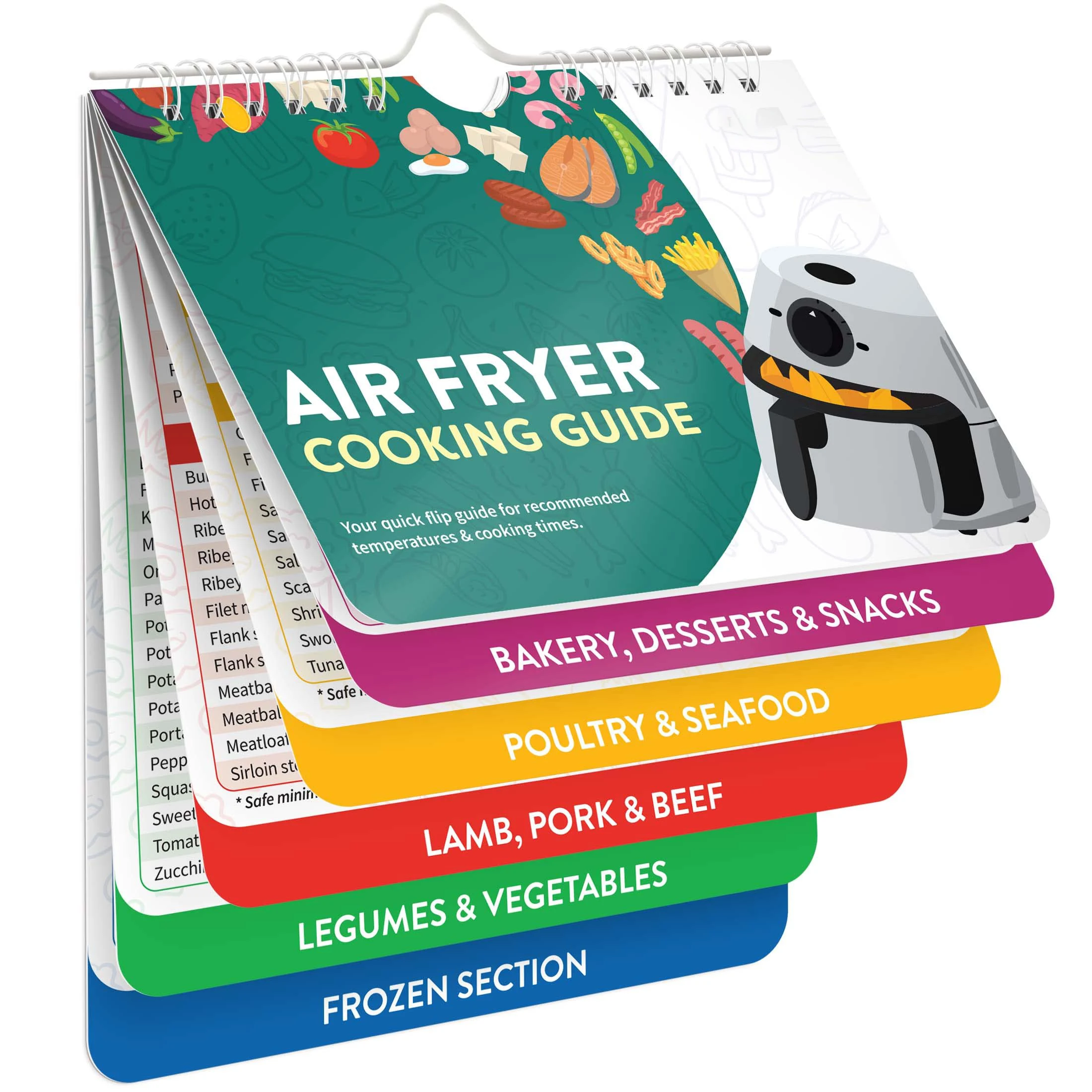 Recipes Book Printing Cooking Card Chart Air Fryer Magnetic Cheat Sheet Cookbooks Cooking Guide Booklet with Case